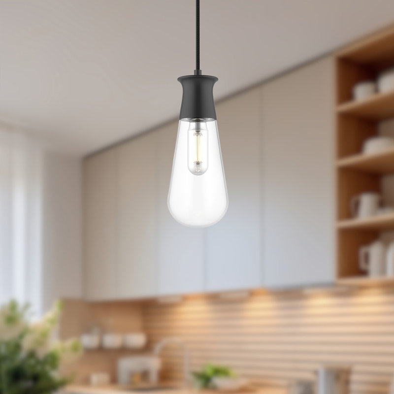 Luminaire suspendu d'extérieur à 1 ampoule Marcel, Noir mat