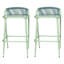 Tabourets de bar d'extérieur à structure en aluminium à hauteur de siège de 29 po avec dossier tissé en corde festonné, ensemble de 2, sauge-1830882336
