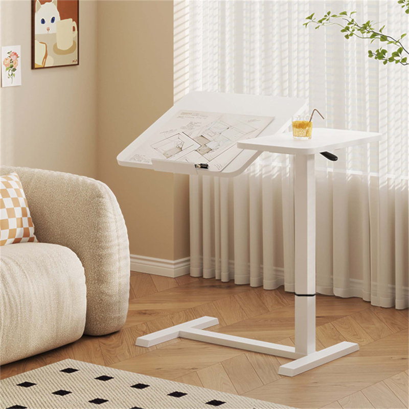 Bureau de chevet au-dessus du lit, support mobile pour ordinateur portable avec plateau inclinable et hauteur réglable pour le lit et le canapé
