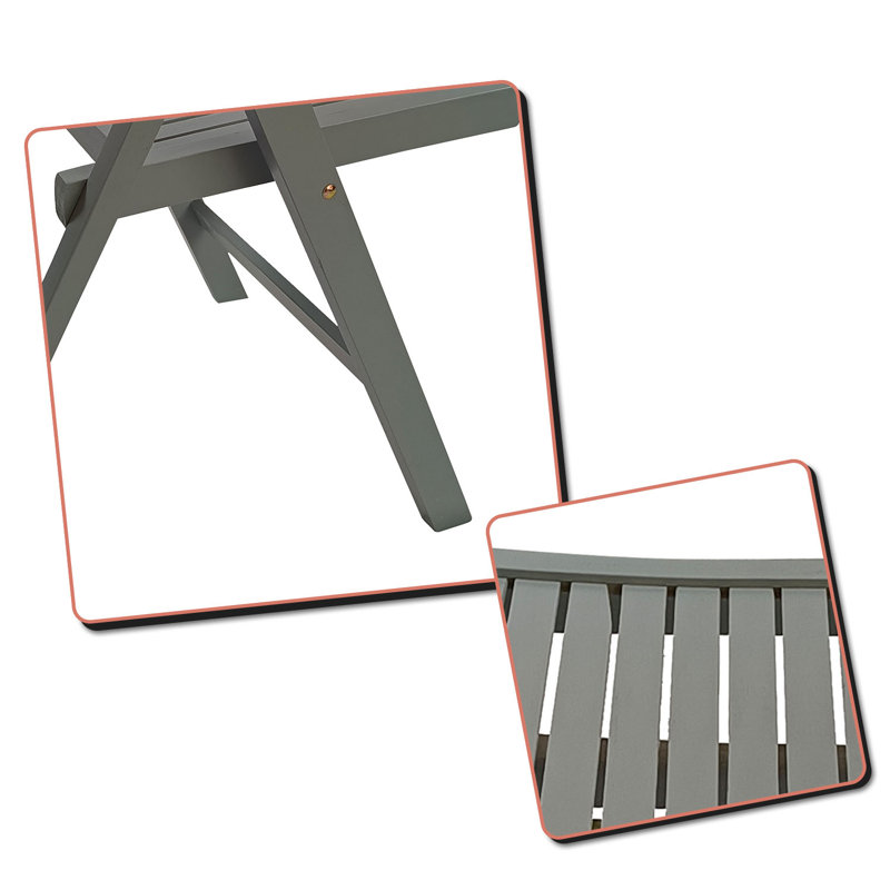 Ensemble de 4 chaises de patio en bois massif Joan, gris