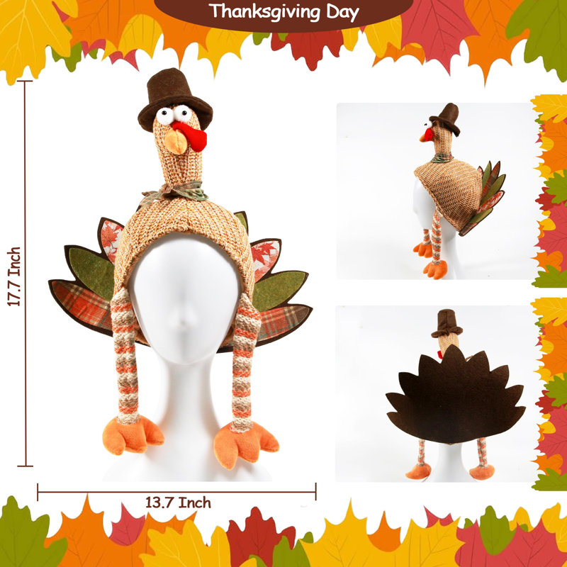 2 Pcs Plush Turkey Hat