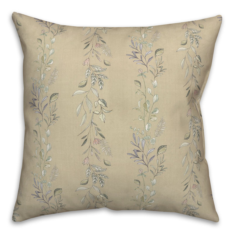 Floral Outdoor Reversible Throw Pillow, Tan