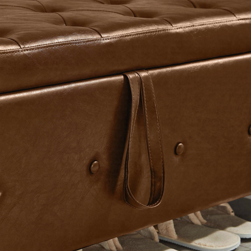 Banc avec repose-pieds 48 po avec rangement, banc pour chambre à coucher, salon, couloir, Brun