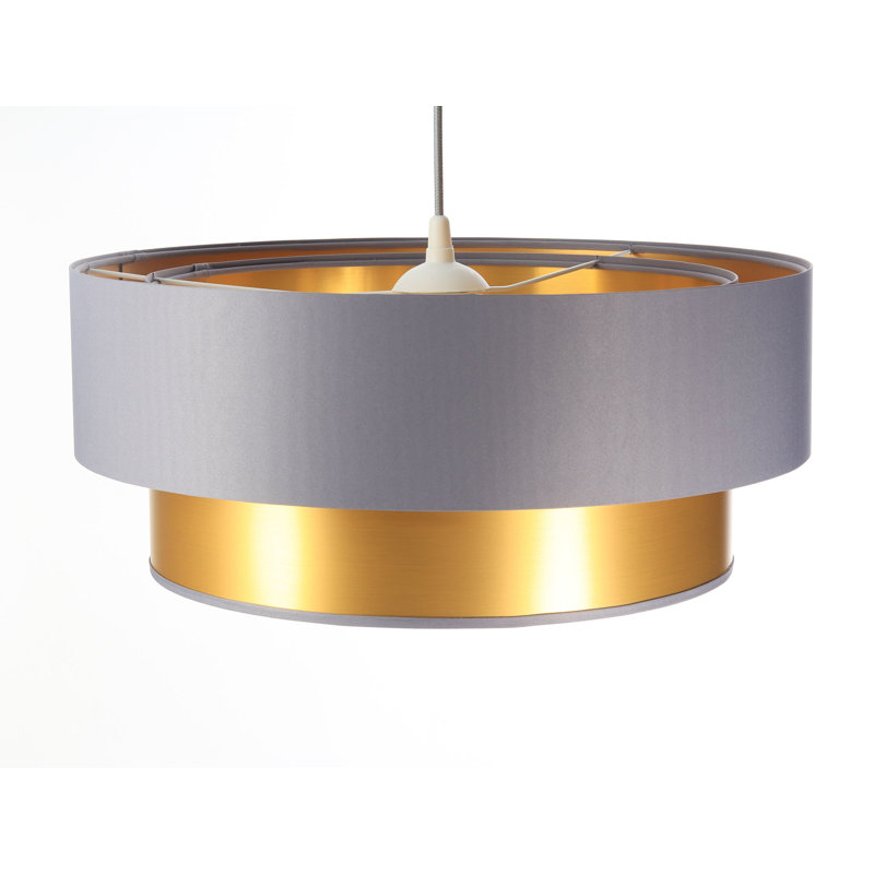 Braeville 1 - Light Silver Drum Pendant, 107cm H x 50cm W x 50cm D, Gold