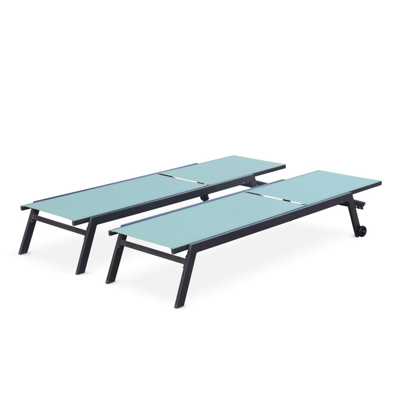 Alekper 168cm Long Reclining Chaise Lounge Set, Green/Anthracite