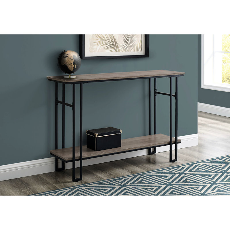 Console décorative pour la chambre à coucher - 2 tables avec stratifié taupe et entrée moderne en métal noir foncé