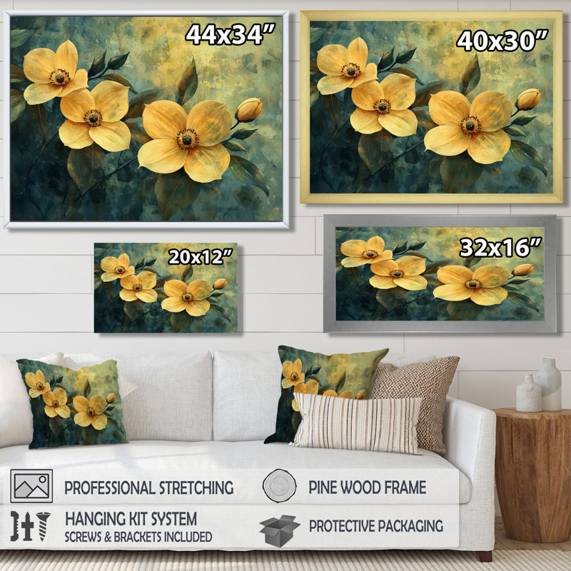 Jaci - Floral Wall Art, Reproduction encadrée d'une seule photo, Noir, H 12 po x l 20 po