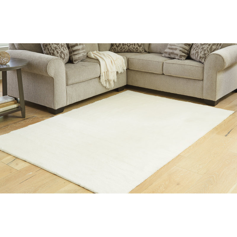 Anaben 5' x 7' Ivory Cotton Synthetic Washable Rug