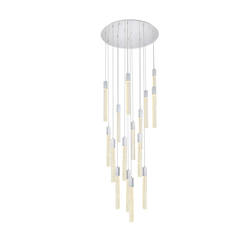 Luminaire suspendu rectangulaire à 16 lumières Aliha, Chrome