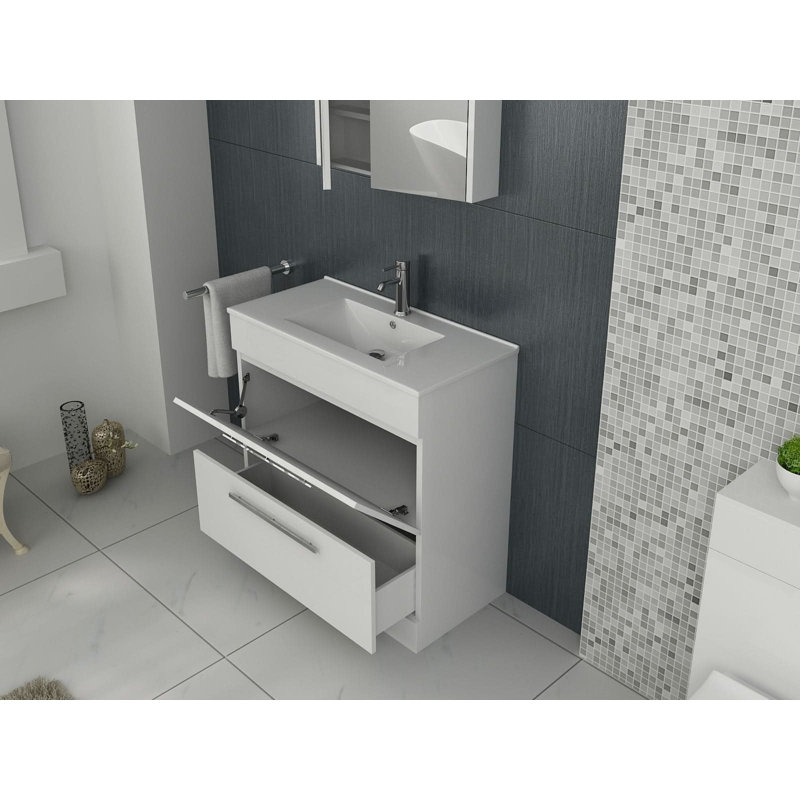 VeeBath Desire Venus 500 White FS Unit and Slim-Edge Basin