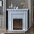 Light Gray Solid Wood Electric Fireplace-1289222229