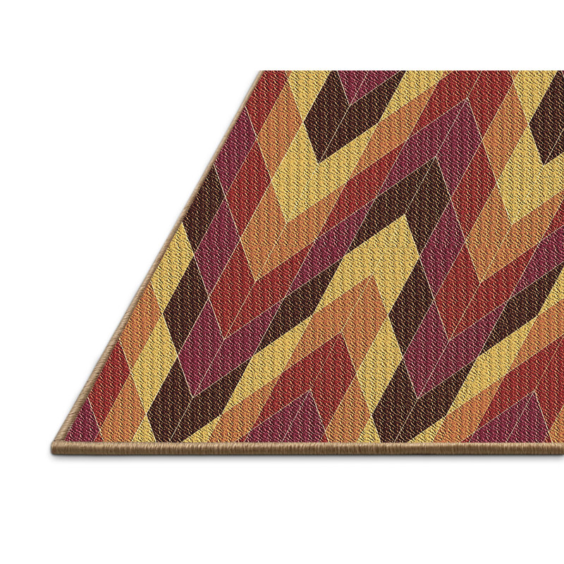 Tapis à chevrons en laine brun, Rectangle 7 pi x 9 pi