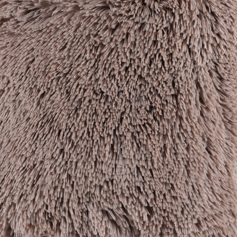 Very Soft and Comfy Plush Faux Fur Throw Pillow, Taupe
