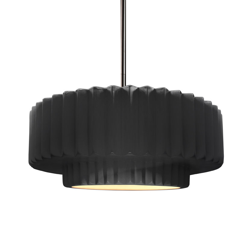 Luminaire suspendu 1 lumière Meydan, H 5,25 po x l 14,5 po x P 14,5 po, Noir lustré, Nickel brossé