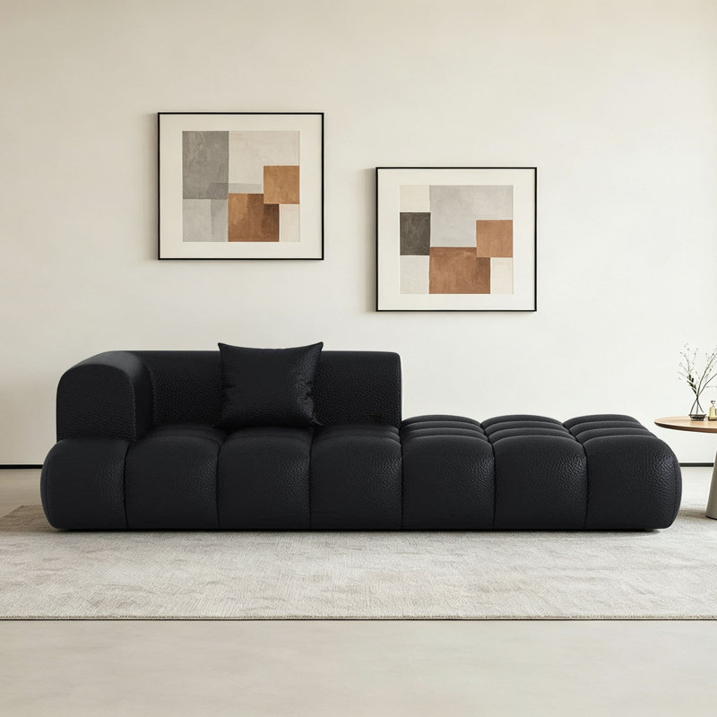 Chaise longue simple en similicuir, Black