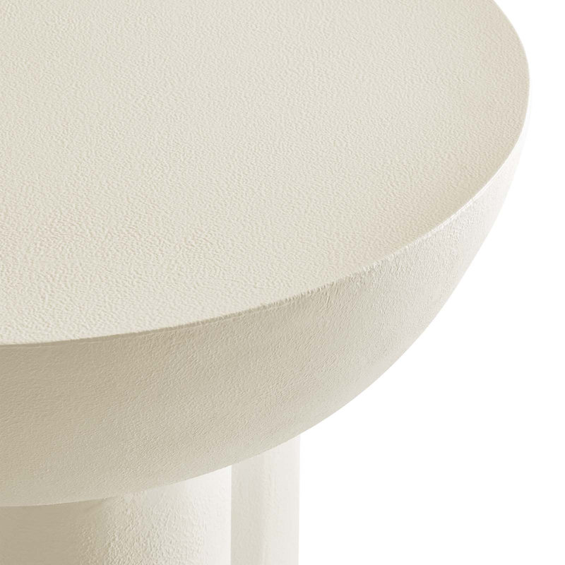 Caspian Round White Concrete and MDF Side Table