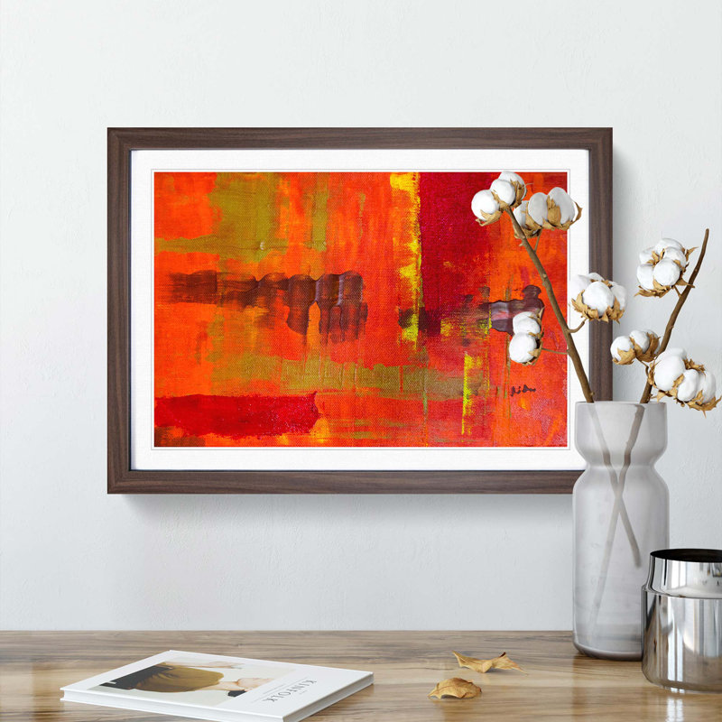 Abstract Art Painting Vol.200 by S.Johnson - Picture Frame Painting Print, 62cm H x 87cm W x 2cm D, Walnut Framed