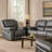 Larus Manual Recliner Chair, Pillow Top Arms, Dark Gray Leather Match-117559242