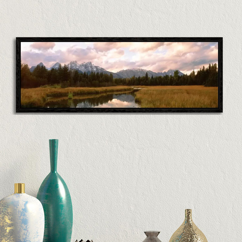 Grand Teton National Park WY USA - Panoramic Print on Canvas, Black Framed, 30.48 cm H x 91.44 cm W