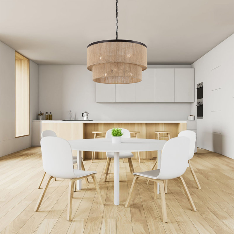 24" 6-Light Dimmable Drum Chandelier