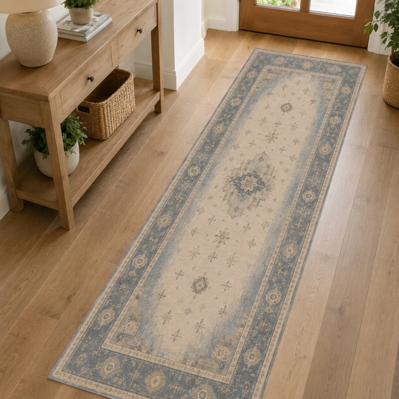 Tapis chenille Blue Classic Medallion, couloir, Rectangle 11'6" x 6'7"