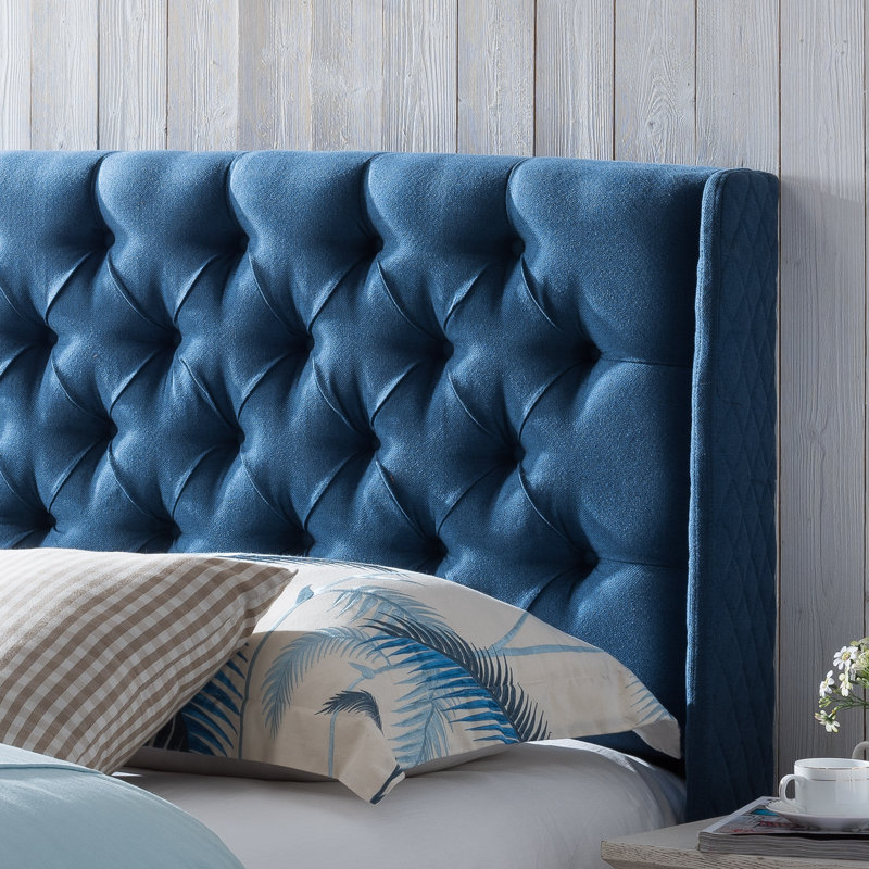 Billings Upholstered Headboard, Dark Navy, Queen