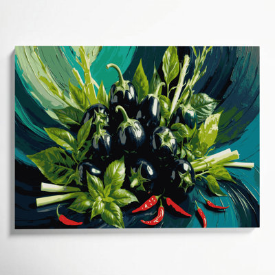 Légumes, aubergine, art mural gris sur toile