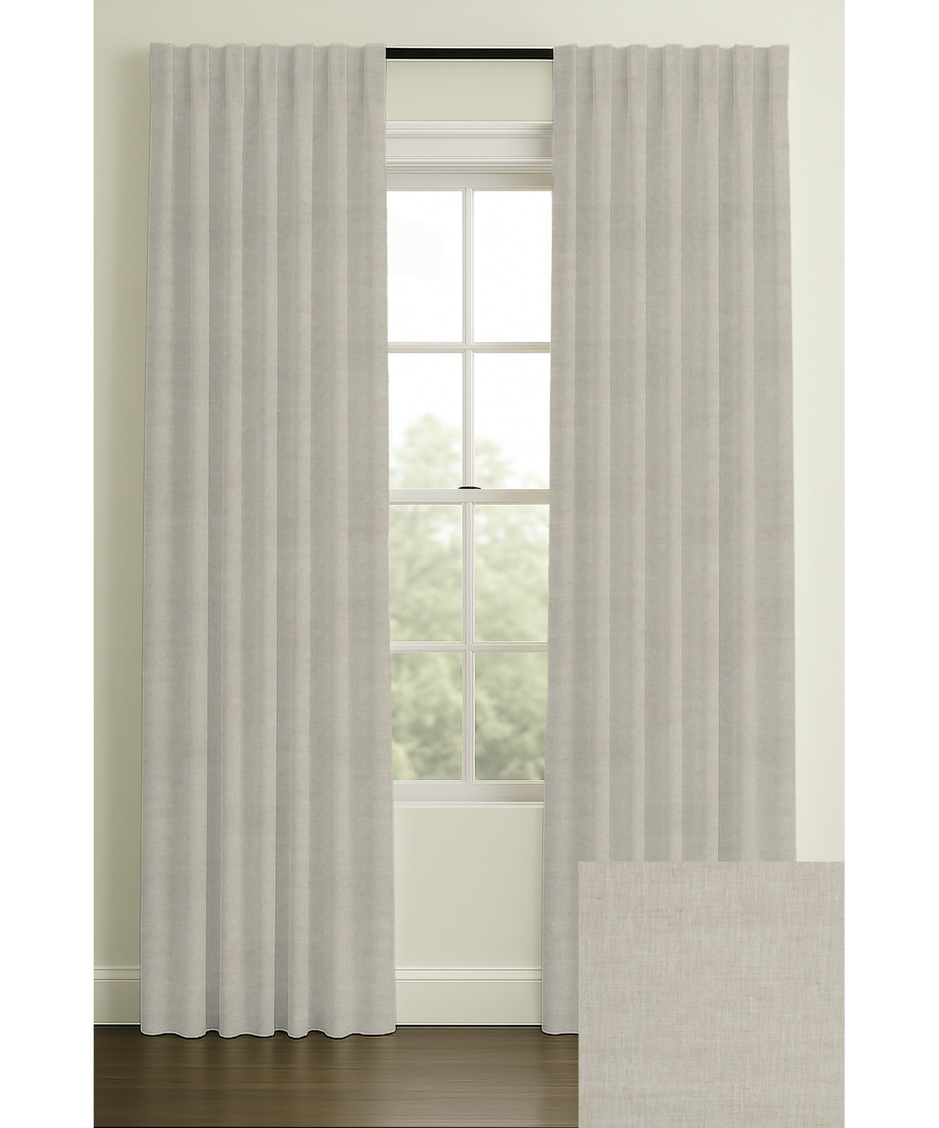 Westmere Linen Curtain in Natural, Inverted Pleat, 33" W x 96" L, Double