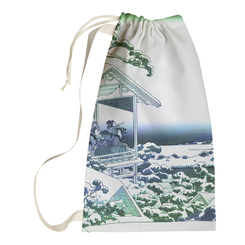 Sac à linge Tea House at Koishikawa, Petit (H 64 po x l 20 po x P 1,5 po), Vert/bleu