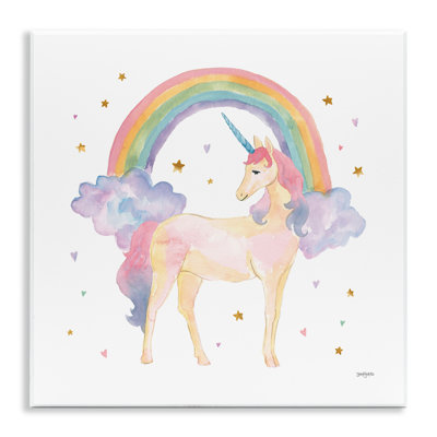 Aaryn Cute Unicorn Rainbow Watercolor Kids Canvas Art