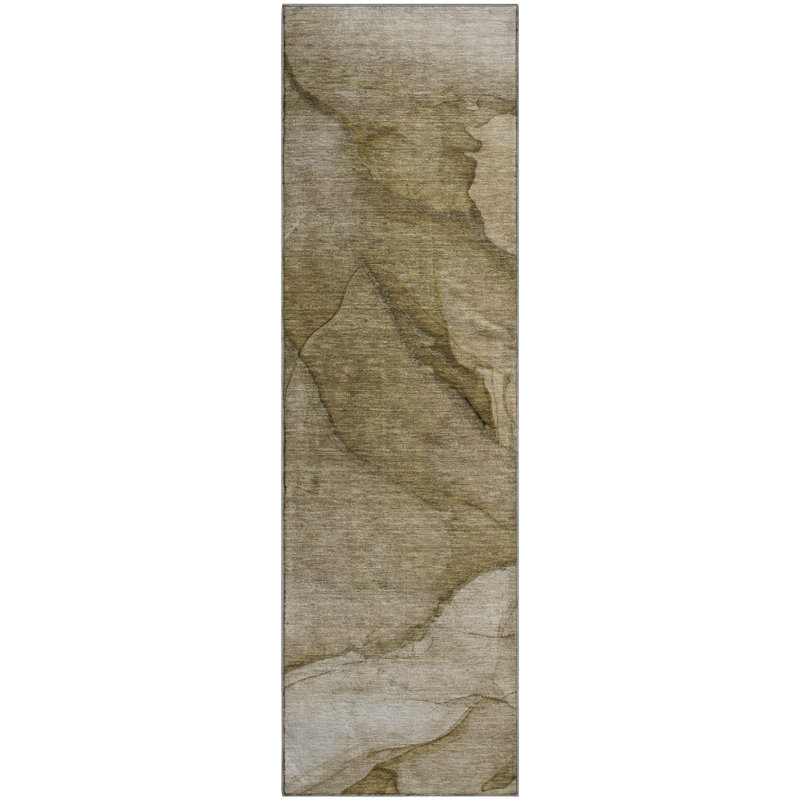 Premium Machine Washable Cerrito AMF607 Brown Rug, Runner 2'3" x 7'6"