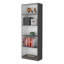 Bibliothèque à 5 tablettes gris mat et blanc, conception peu encombrante pour un rangement amélioré et une décoration polyvalente-130594766