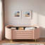 Banc moderne avec repose-pieds ovale avec grand espace de rangement et pieds en métal-1222414102
