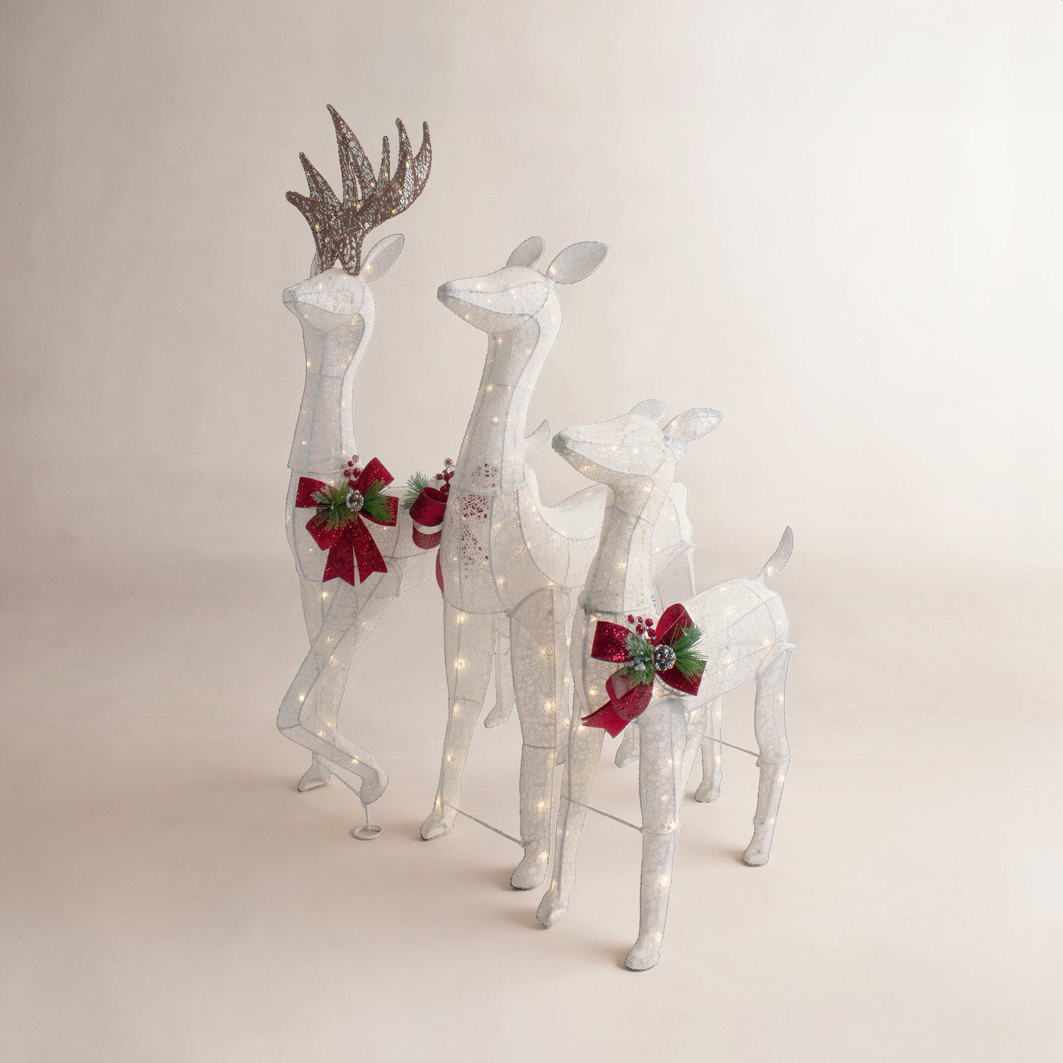LED Lighted Glittered Reindeer Family Set