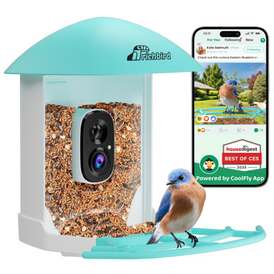  Coolfly X Richbird Solar Smart Bird Feeder With 2K HD Camera And AI - Sky Blue