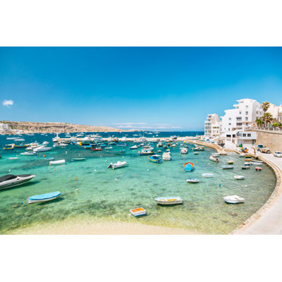 Boats in Bugibba Bay 1 Piece Wall Art on Canvas