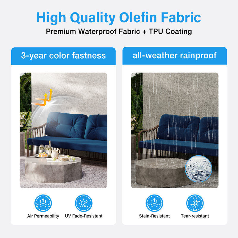 Outdoor 4'' Thick Loveseat Sofa Patio Furniture Cushions 46'' W X 26'' D Outdoor Couch Cushions Replacement Cushion Set Seat/Back Cushion (SOFA NOT INCLUDED)