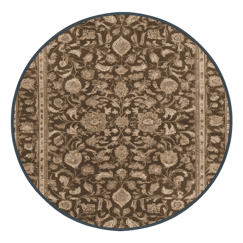 Tapis brun lavable à la machine, Rond 7 pi