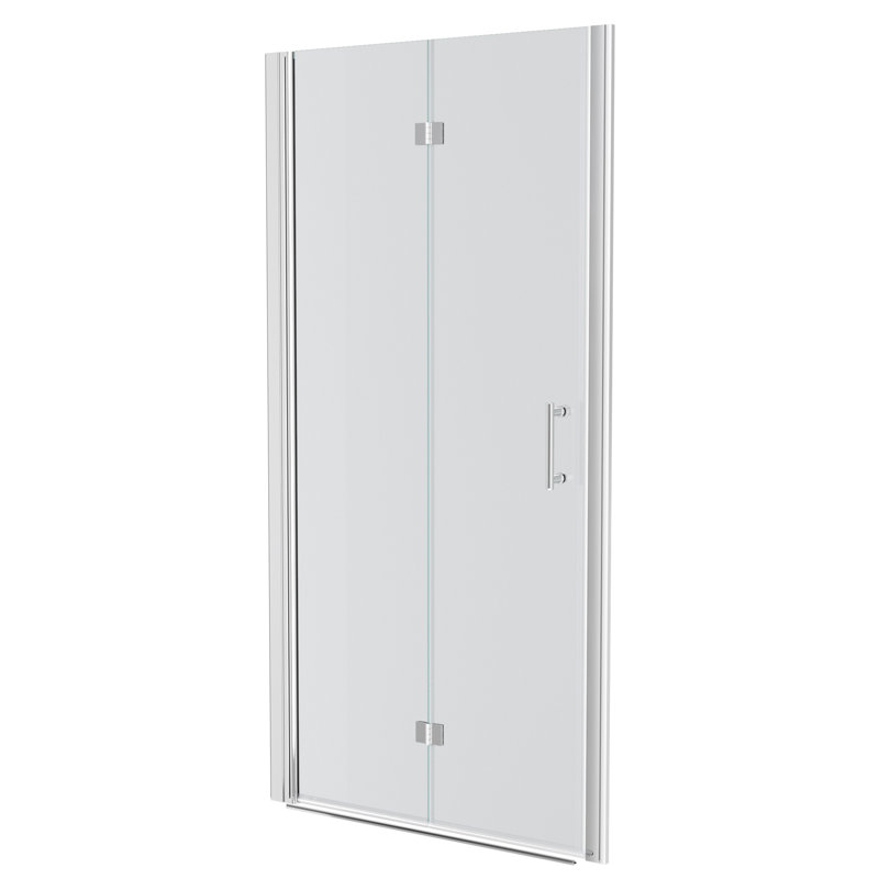 32"W X 72"H Fold Frameless Shower Door With Tempered Glass, Chrome