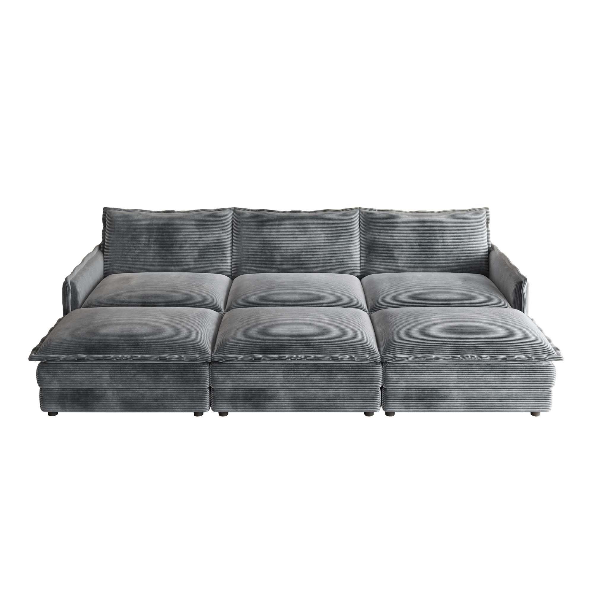 Latitude Run® Corduroy Fabric 3-Seater Comfortable Cloud Sofa With 3 ...