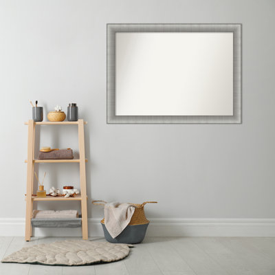 Elegant Brushed Pewter Bathroom Vanity Non-Beveled Wall Mirror