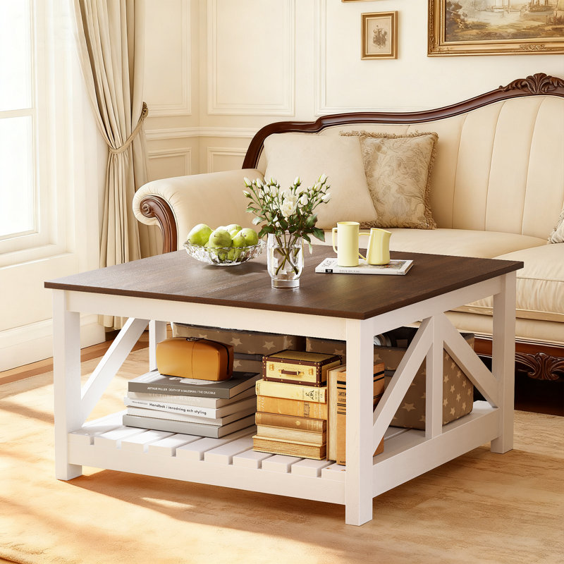 Table basse 31,5 po Farmhouse, Blanc, Brun