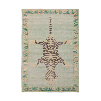 Distressed Homage Hand Knotted Wool Animal Print Area Rug