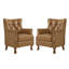 Fauteuil Redi 29,5 po L en cuir véritable, style moderne du milieu du siècle, avec dossier capitonné, pieds en bois massif et garniture cloutée.-129161158