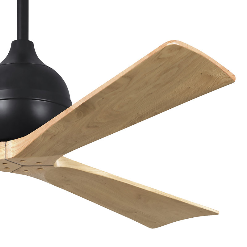 60" Irene Paddle 3 Blade Ceiling Fan, Matte Black, 60", Light Maple Tone