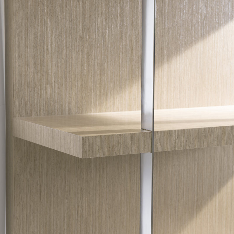 Sahara Brown Oak and Stainless Steel Etagere Bookcase