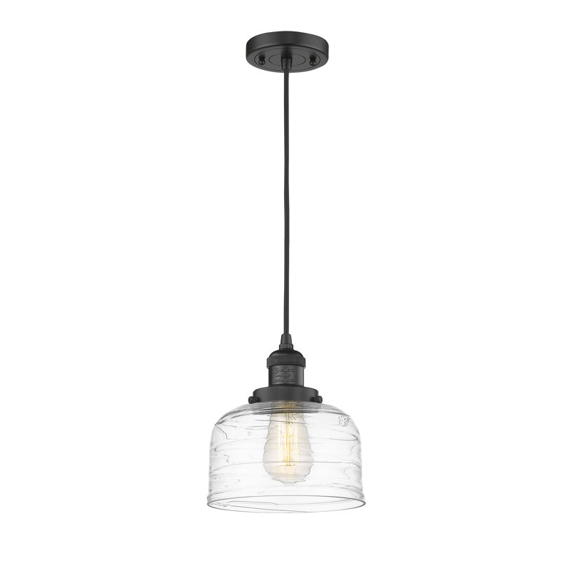 Luminaire suspendu en forme de cloche à 1 lumière Bolan, Noir mat