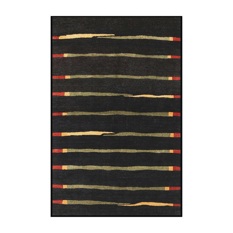 Tapis contemporain noir, Rectangle 2 pi x 4 pi