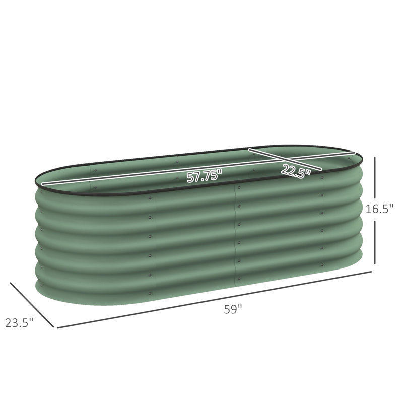 Outdoor Metal Elevated Planter Box, Green, 16.5" H x 59" W x 23.5" D