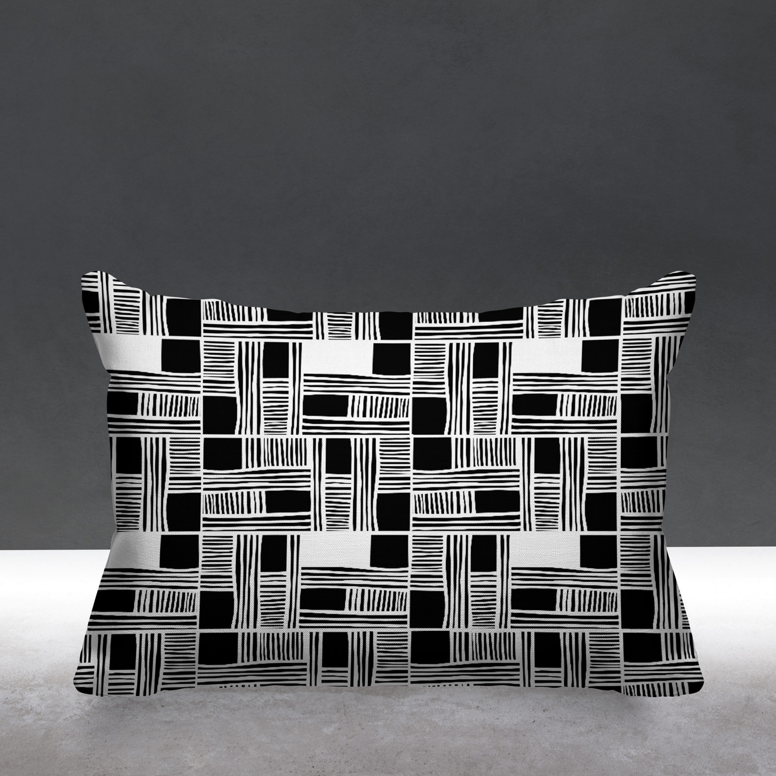 Kapri Indoor/Outdoor Throw Pillow, Black, 14" x 20", Rectangle